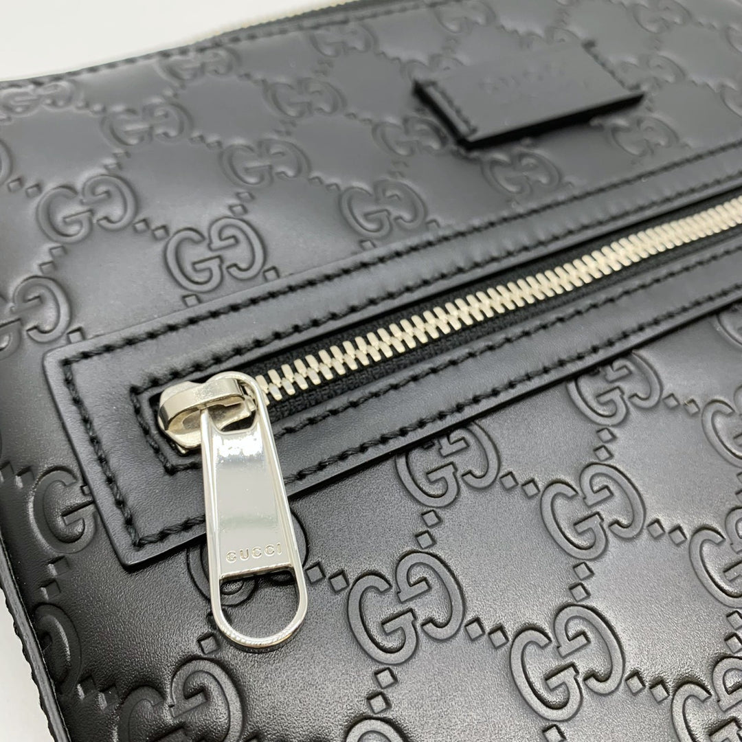 GUCCI グッチ 406410 ショルダーバッグ シマレザー GG柄 ブラック