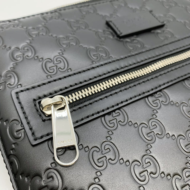 GUCCI グッチ 406410 ショルダーバッグ シマレザー GG柄 ブラック