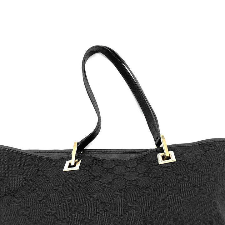 GUCCI グッチ 002 1098 トートバッグ ハンドバッグ ショルダーバッグ GGキャンバス/レザー ブラック
