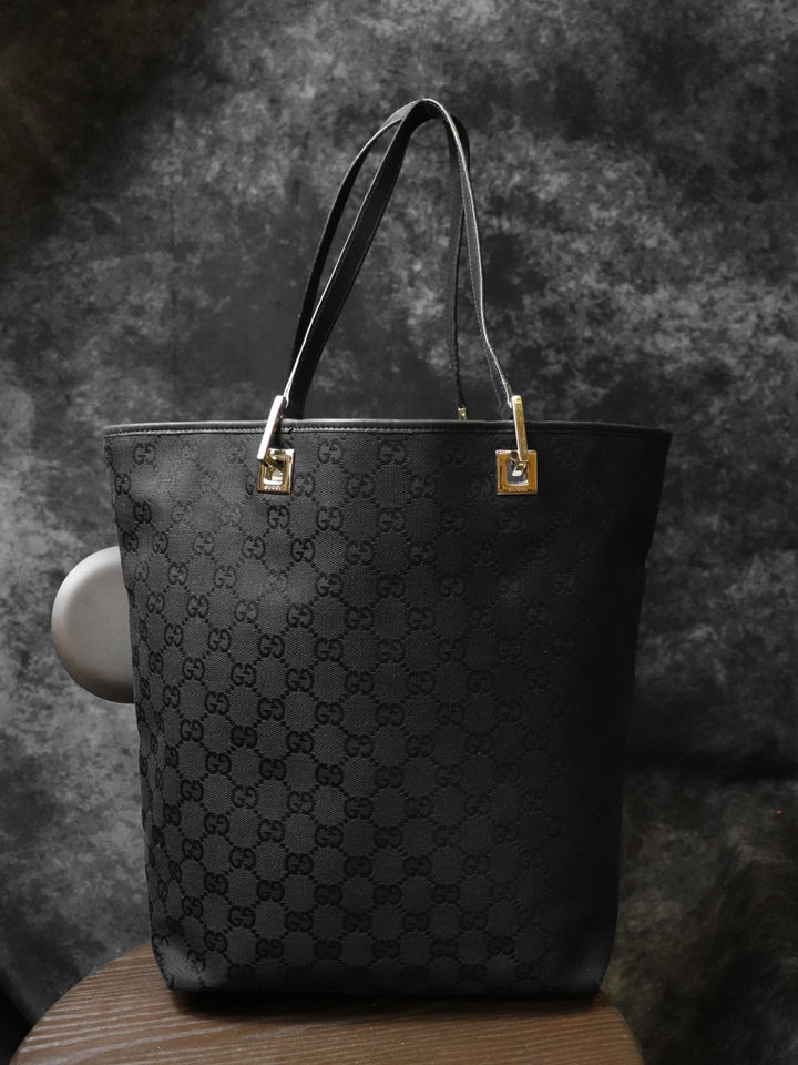 GUCCI グッチ 002 1098 トートバッグ ハンドバッグ ショルダーバッグ GGキャンバス/レザー ブラック