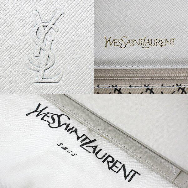 YVES SAINT LAURENT イヴ・サンローラン クラッチバッグ セカンドバッグ ヴィンテージ レザー オフホワイト 白 型押し