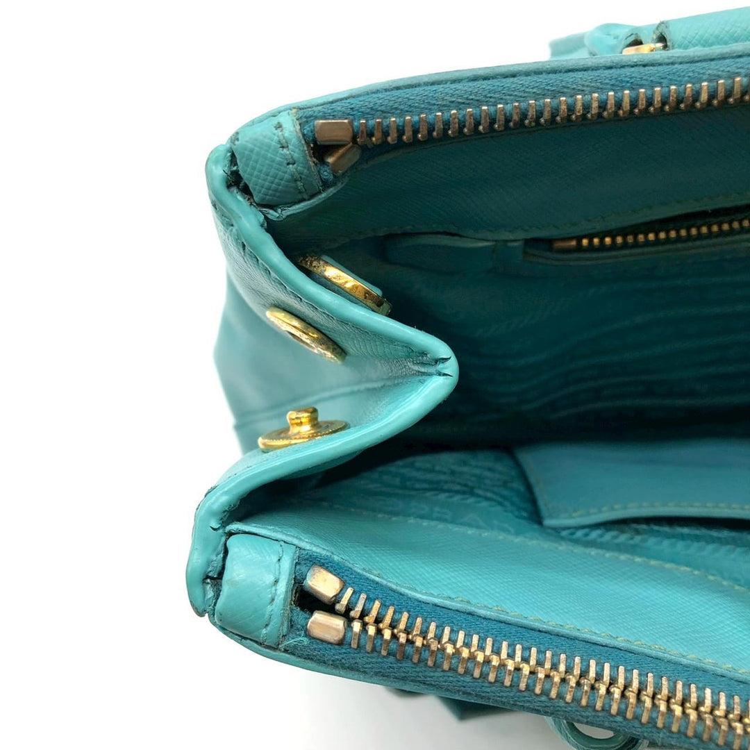 PRADA プラダ ガレリア ハンドバッグ サフィアーノレザー ターコイズ エメラルドグリーン