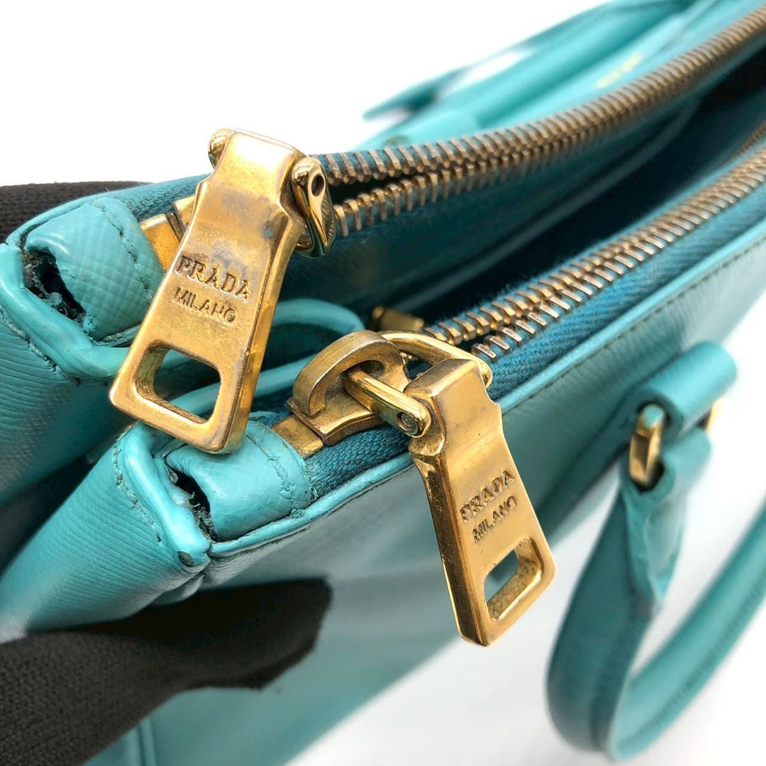 PRADA プラダ ガレリア ハンドバッグ サフィアーノレザー ターコイズ エメラルドグリーン