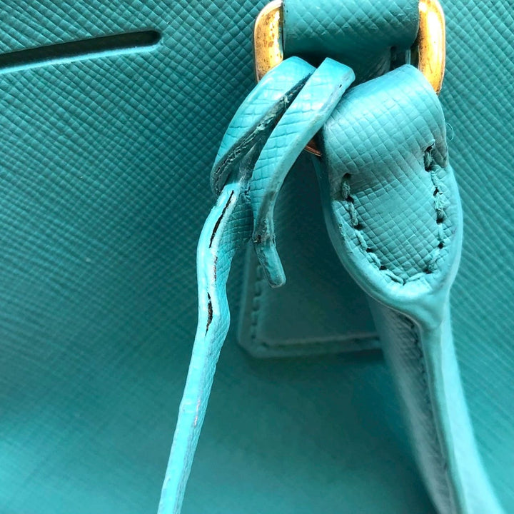 PRADA プラダ ガレリア ハンドバッグ サフィアーノレザー ターコイズ エメラルドグリーン