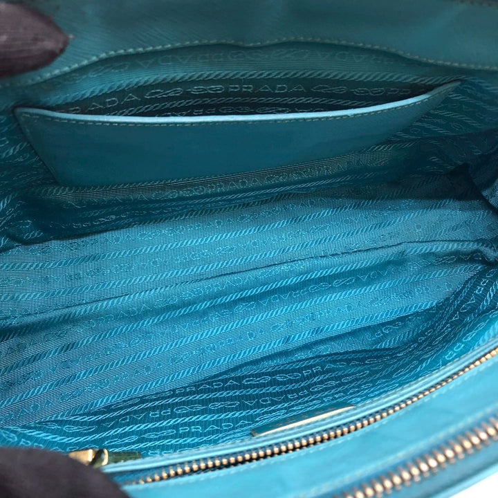 PRADA プラダ ガレリア ハンドバッグ サフィアーノレザー ターコイズ エメラルドグリーン