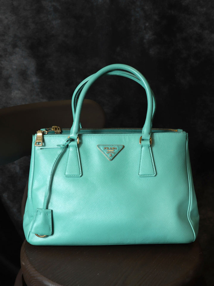 PRADA プラダ ガレリア ハンドバッグ サフィアーノレザー ターコイズ エメラルドグリーン