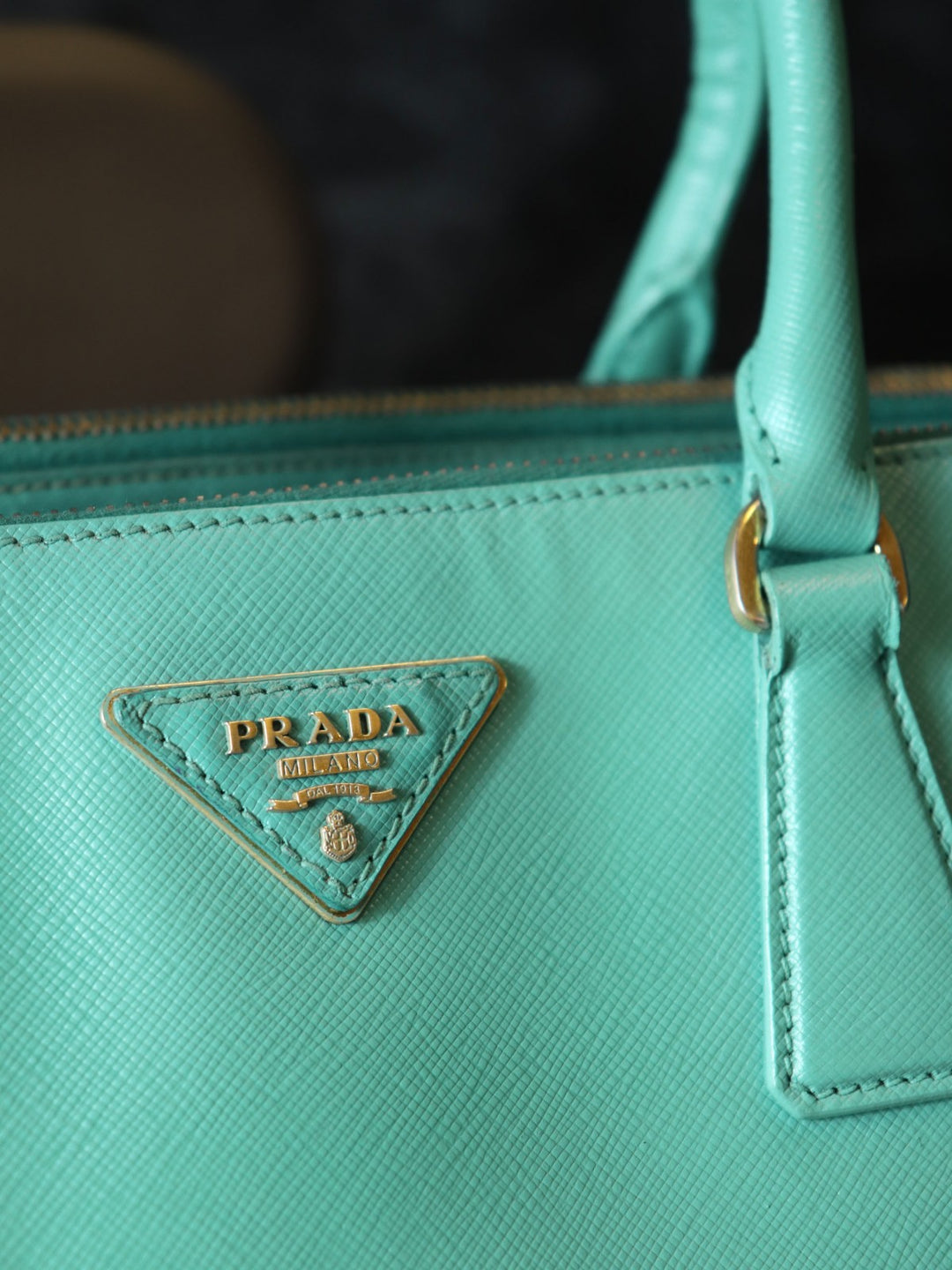 PRADA プラダ ガレリア ハンドバッグ サフィアーノレザー ターコイズ エメラルドグリーン