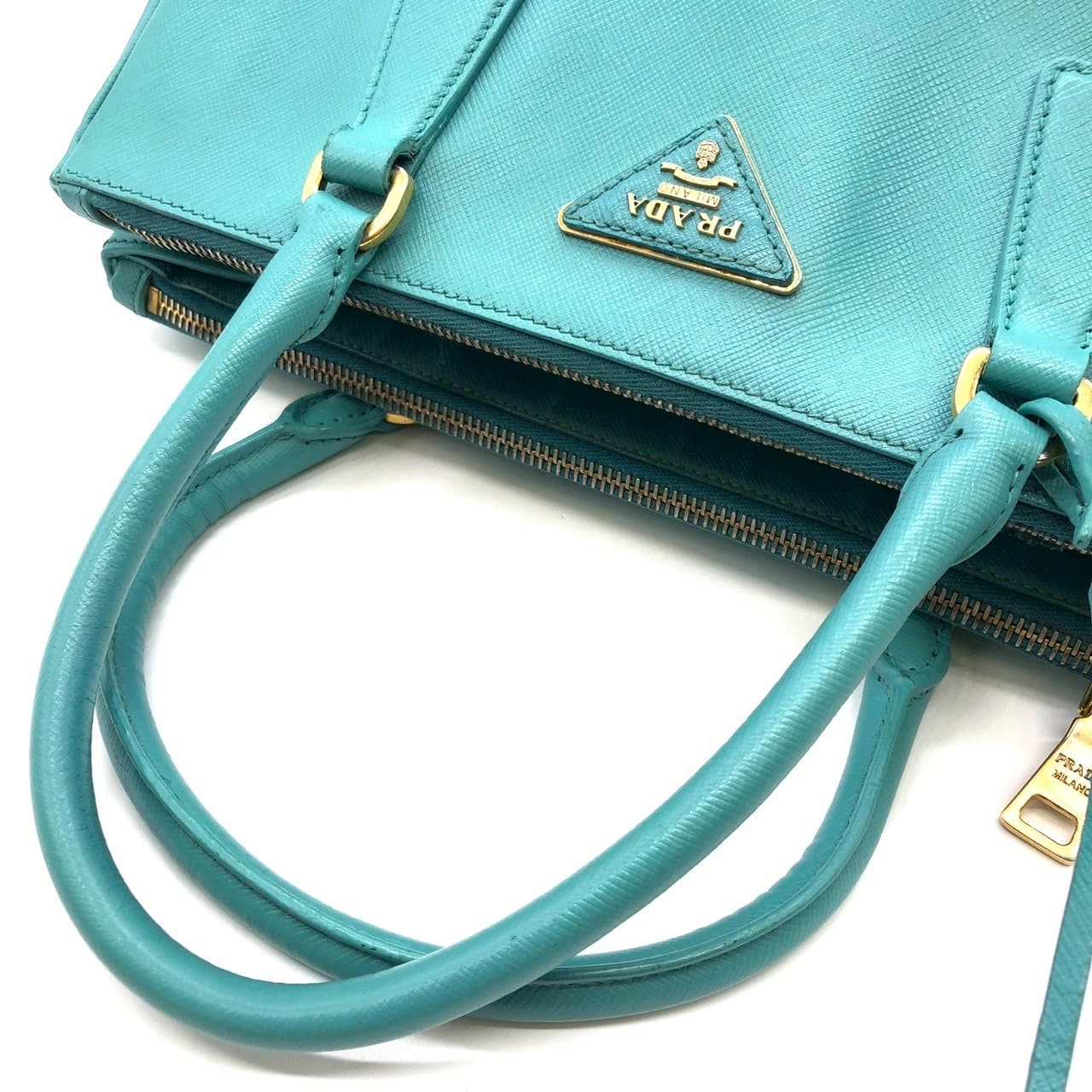 PRADA プラダ ガレリア ハンドバッグ サフィアーノレザー ターコイズ