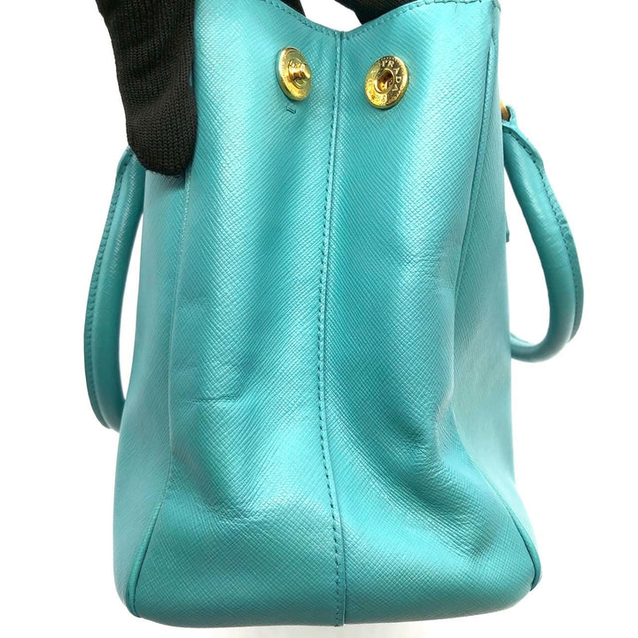 PRADA プラダ ガレリア ハンドバッグ サフィアーノレザー ターコイズ エメラルドグリーン
