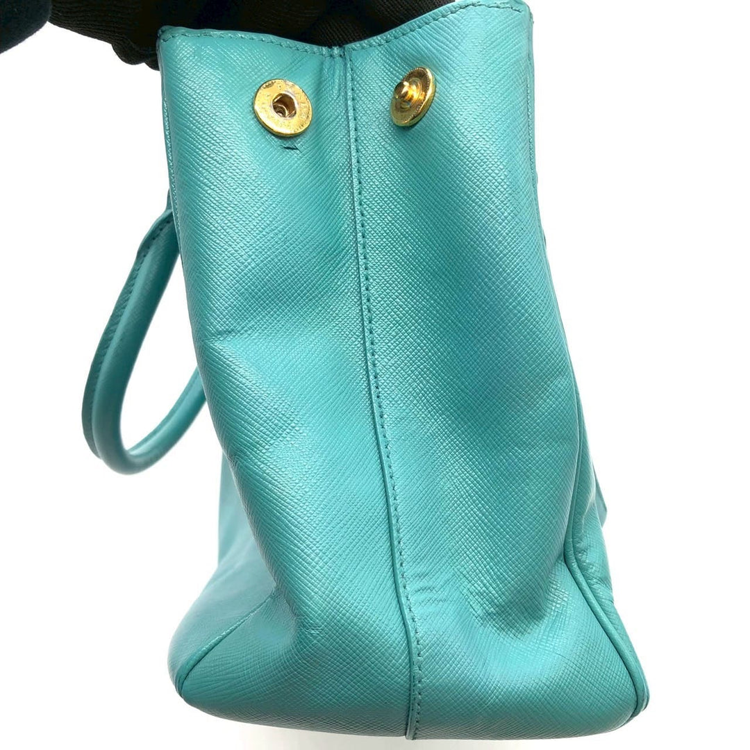 PRADA プラダ ガレリア ハンドバッグ サフィアーノレザー ターコイズ エメラルドグリーン