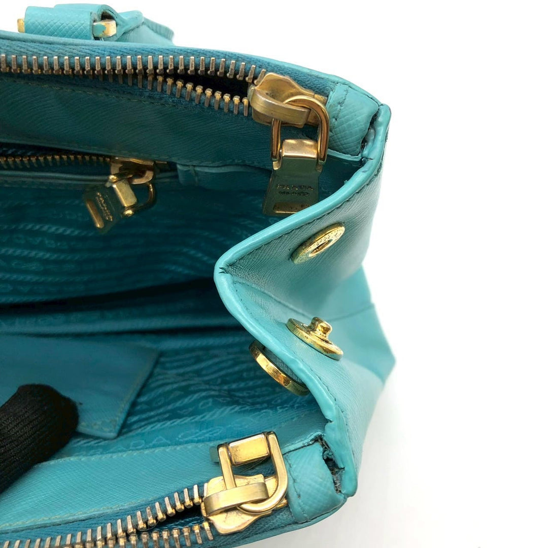 PRADA プラダ ガレリア ハンドバッグ サフィアーノレザー ターコイズ エメラルドグリーン