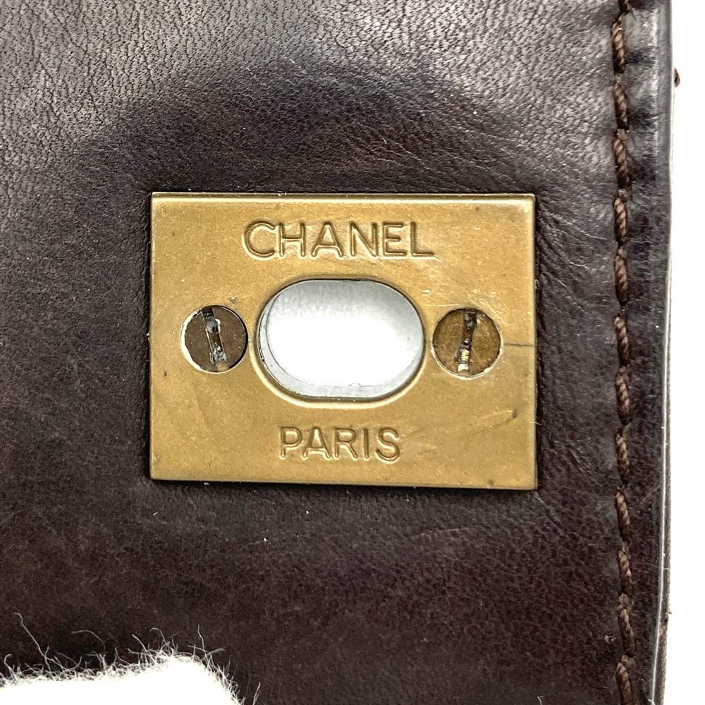 CHANEL シャネル ハンドバッグ マトラッセ レザー ターンロック ヴィンテージ ブラウン ユニセックス