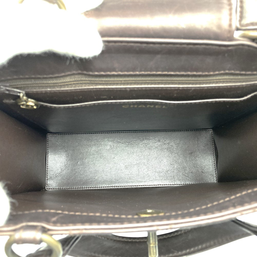 CHANEL シャネル ハンドバッグ マトラッセ レザー ターンロック ヴィンテージ ブラウン ユニセックス