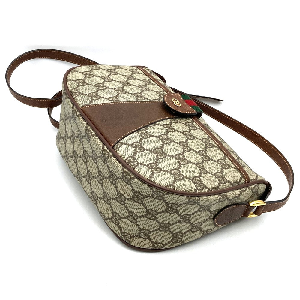 GUCCI グッチ オールドグッチ 001・58 シェリー GGスプリーム ショルダーバッグ PVC レザー ベージュ ブラウン 　ヴィンテージ