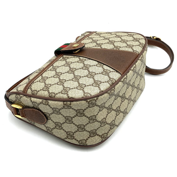 GUCCI グッチ オールドグッチ 001・58 シェリー GGスプリーム ショルダーバッグ PVC レザー ベージュ ブラウン 　ヴィンテージ