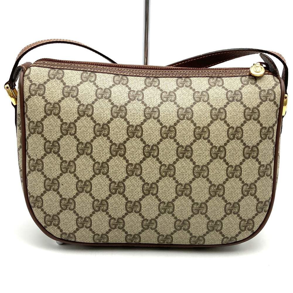 GUCCI グッチ オールドグッチ 001・58 シェリー GGスプリーム ショルダーバッグ PVC レザー ベージュ ブラウン 　ヴィンテージ