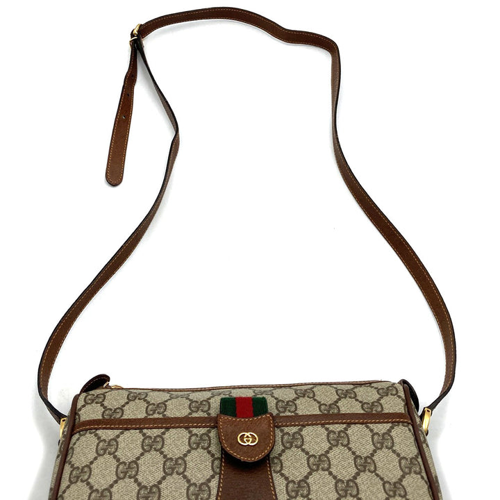 GUCCI グッチ オールドグッチ 001・58 シェリー GGスプリーム ショルダーバッグ PVC レザー ベージュ ブラウン 　ヴィンテージ