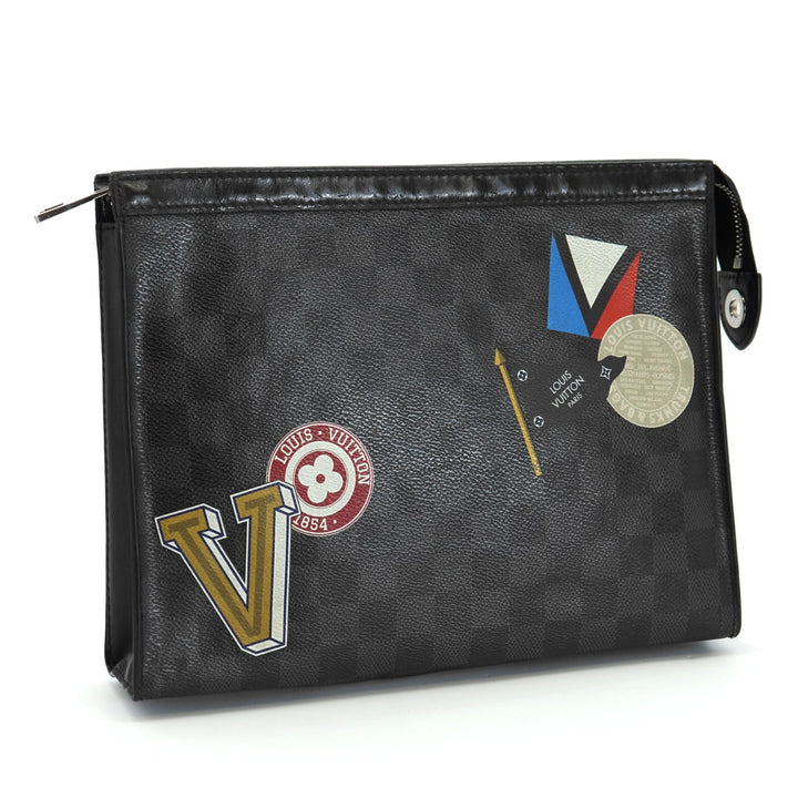 LOUIS VUITTON ルイ・ヴィトン ポシェットヴォワヤージュMM N64442 LVリーグ クラッチバッグ ダミエグラフィットキャンバス ワッペン ラベル ブラック