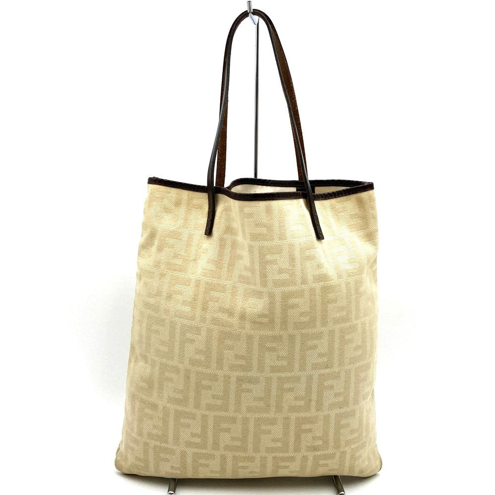 FENDI フェンディ 86160440002 ズッカ トートバッグ ポーチ付き キャンバス/レザー ベージュ アイボリー