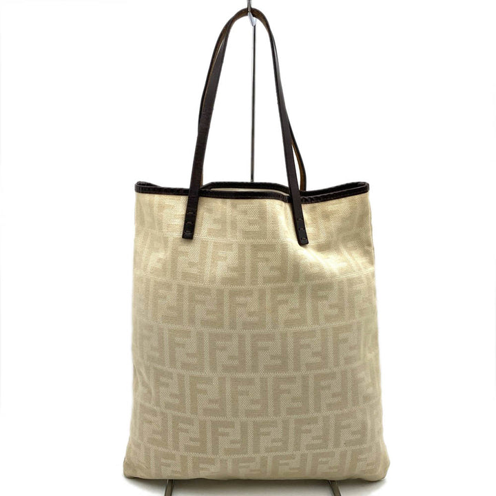 FENDI フェンディ 86160440002 ズッカ トートバッグ ポーチ付き キャンバス/レザー ベージュ アイボリー