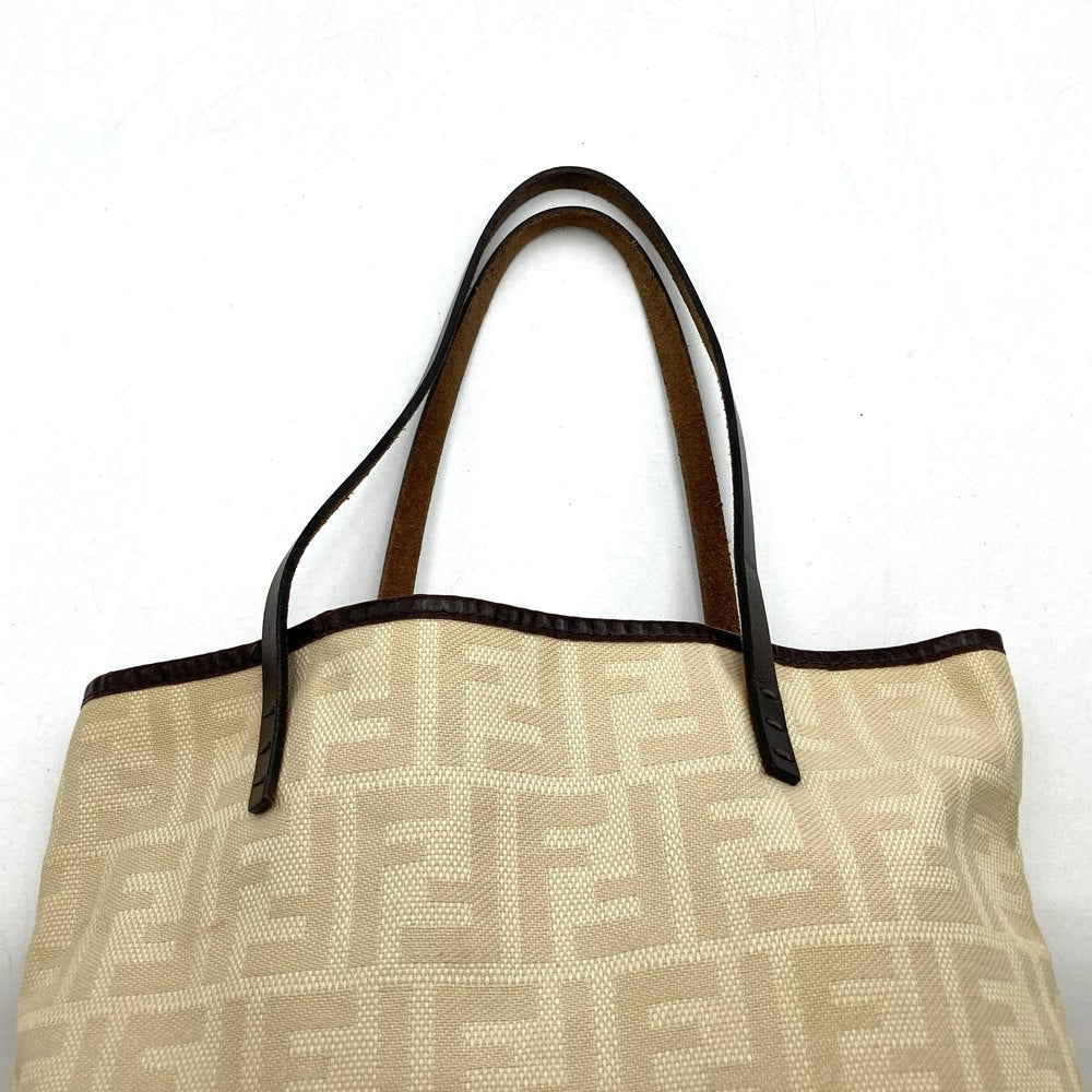 FENDI フェンディ 86160440002 ズッカ トートバッグ ポーチ付き キャンバス/レザー ベージュ アイボリー