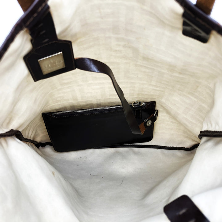 FENDI フェンディ 86160440002 ズッカ トートバッグ ポーチ付き キャンバス/レザー ベージュ アイボリー
