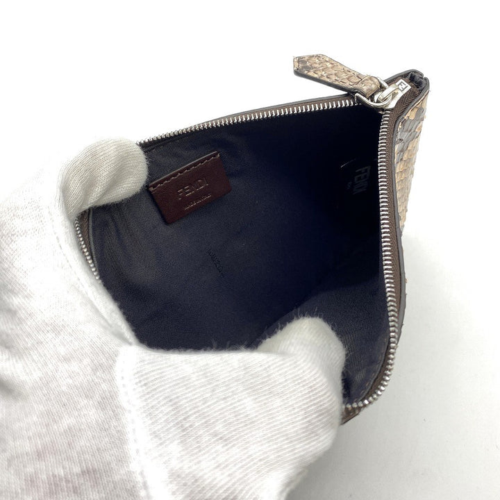 FENDI フェンディ 8BS001 トリプレット パイソン クラッチバッグ ポーチ パイソン ブラウン ブルー