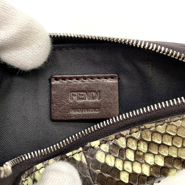 FENDI フェンディ 8BS001 トリプレット パイソン クラッチバッグ ポーチ パイソン ブラウン ブルー
