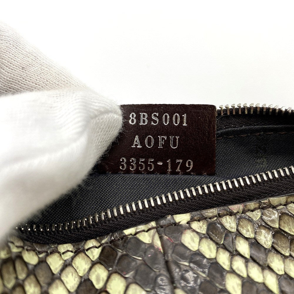 FENDI フェンディ 8BS001 トリプレット パイソン クラッチバッグ ポーチ パイソン ブラウン ブルー