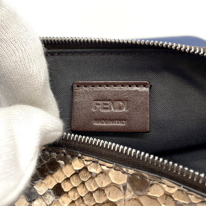 FENDI フェンディ 8BS001 トリプレット パイソン クラッチバッグ ポーチ パイソン ブラウン ブルー