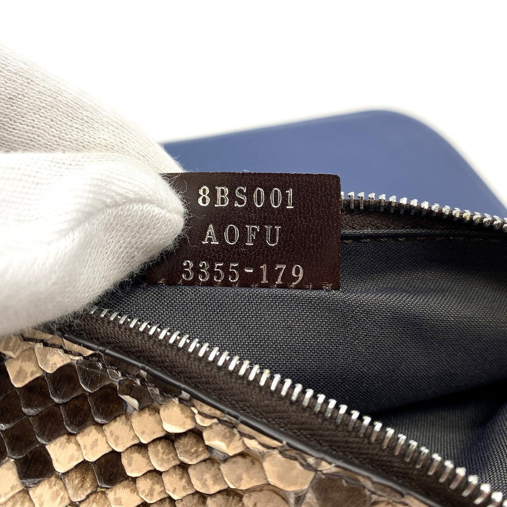 FENDI フェンディ 8BS001 トリプレット パイソン クラッチバッグ ポーチ パイソン ブラウン ブルー