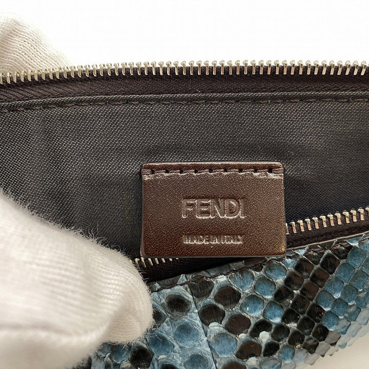 FENDI フェンディ 8BS001 トリプレット パイソン クラッチバッグ ポーチ パイソン ブラウン ブルー