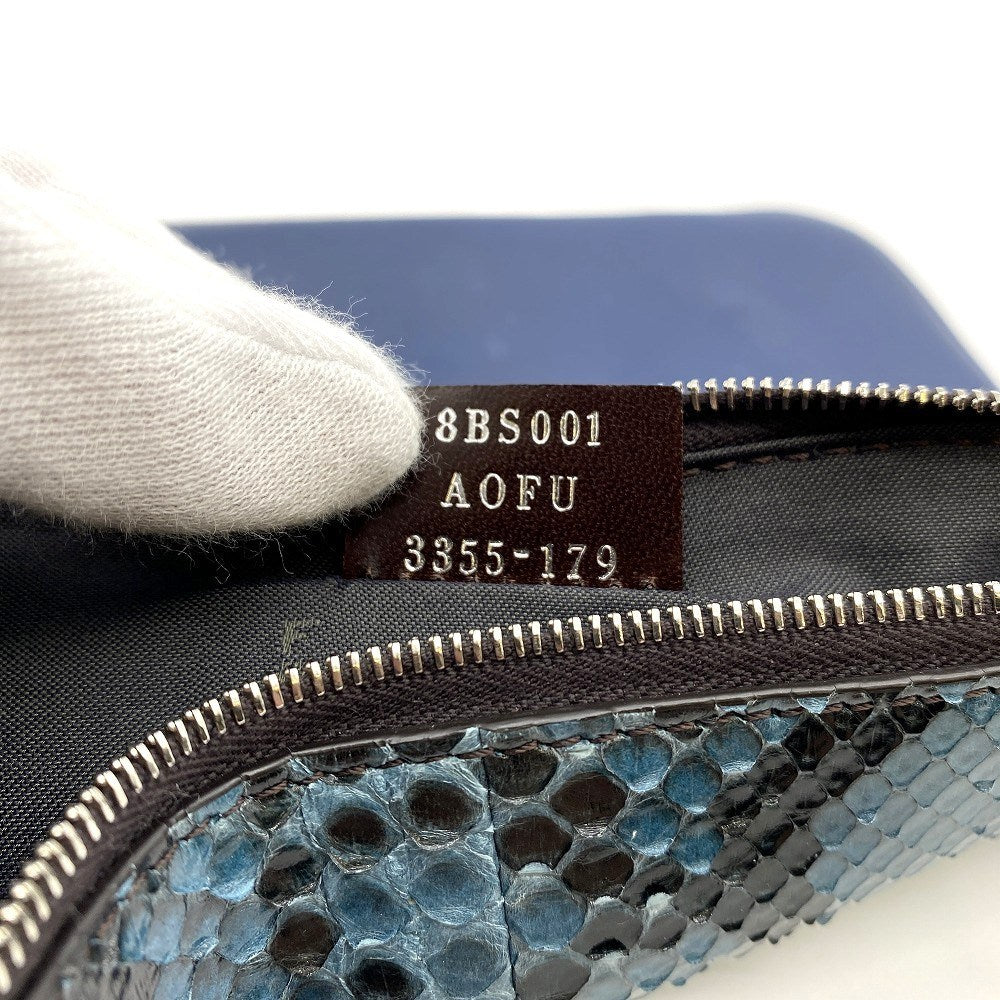 FENDI フェンディ 8BS001 トリプレット パイソン クラッチバッグ ポーチ パイソン ブラウン ブルー