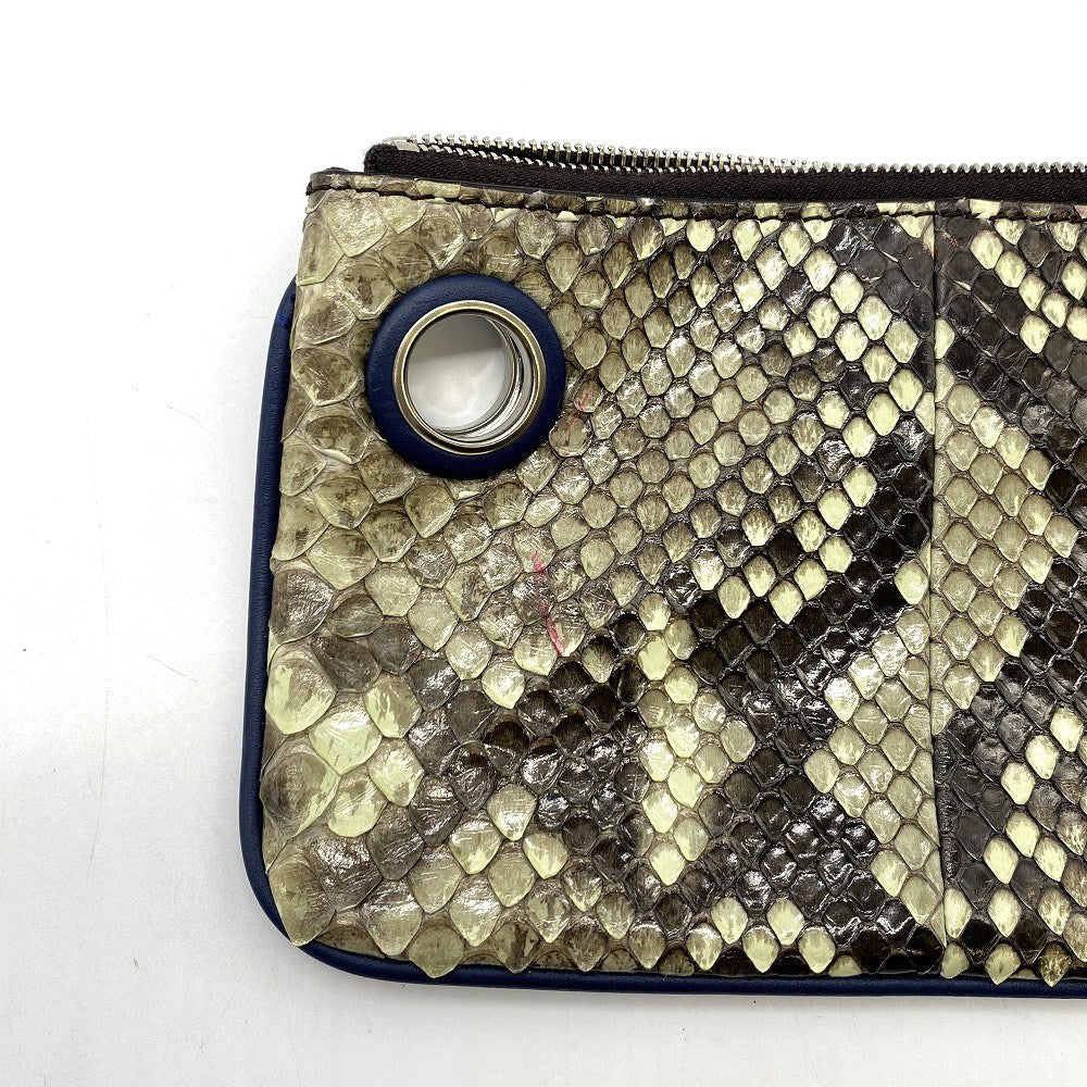 FENDI フェンディ 8BS001 トリプレット パイソン クラッチバッグ ポーチ パイソン ブラウン ブルー