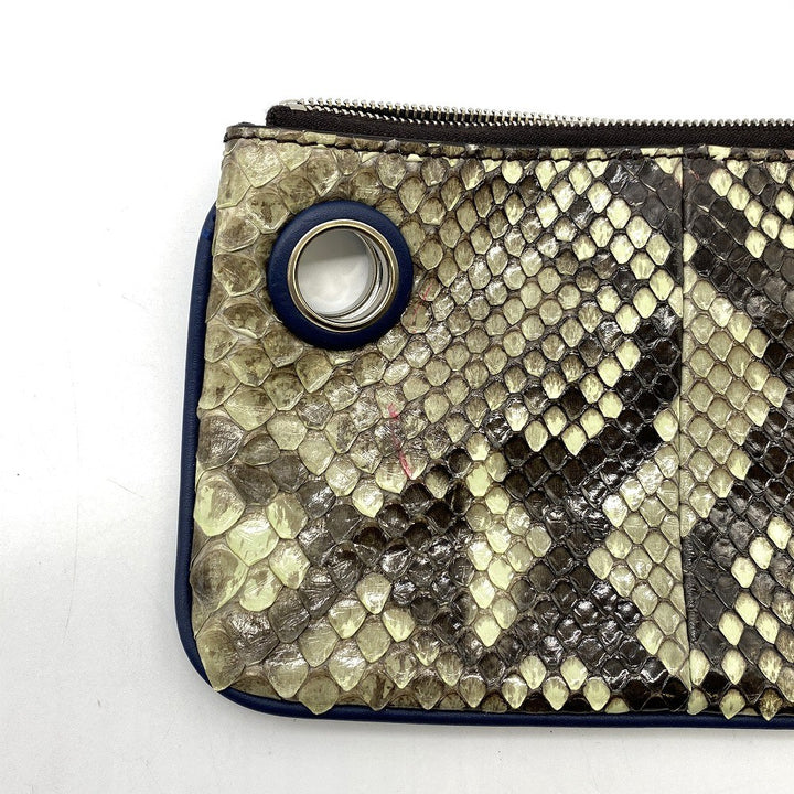 FENDI フェンディ 8BS001 トリプレット パイソン クラッチバッグ ポーチ パイソン ブラウン ブルー