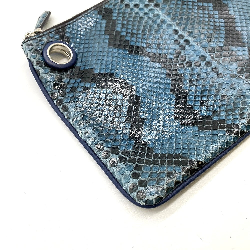 FENDI フェンディ 8BS001 トリプレット パイソン クラッチバッグ ポーチ パイソン ブラウン ブルー