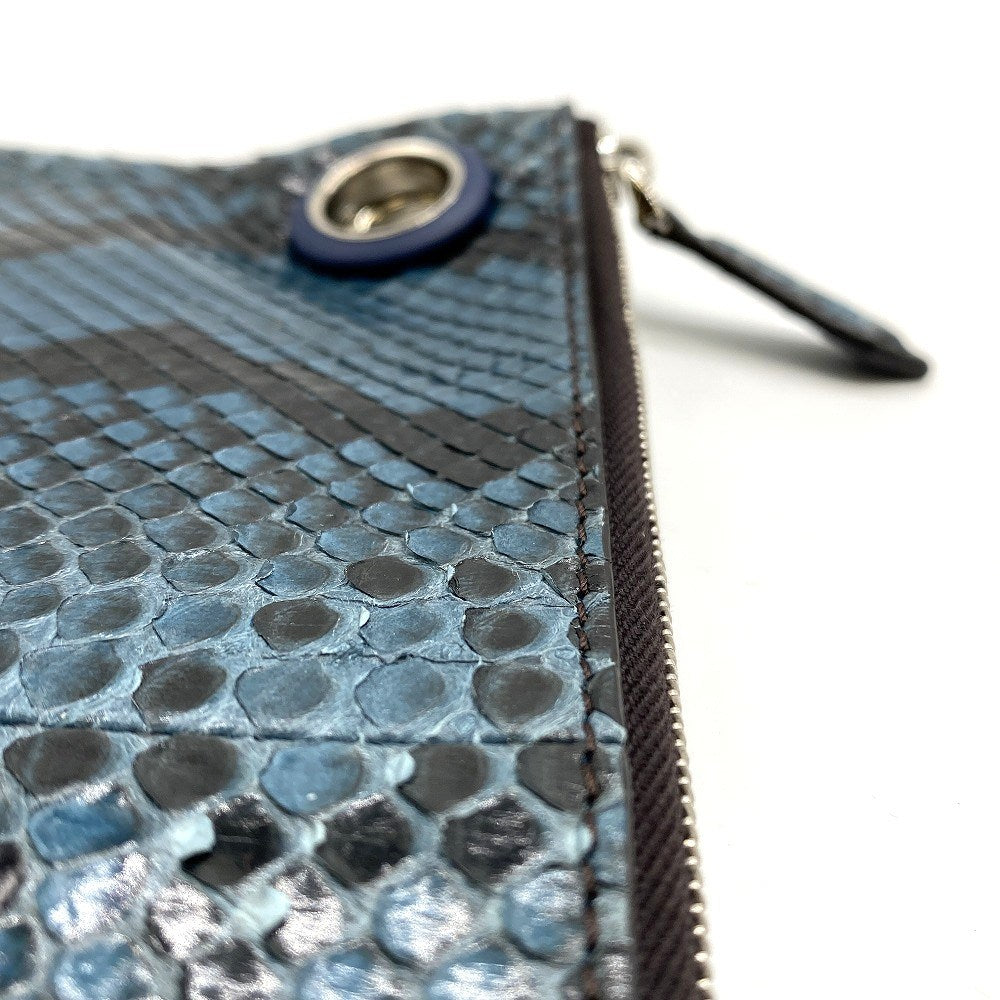 FENDI フェンディ 8BS001 トリプレット パイソン クラッチバッグ ポーチ パイソン ブラウン ブルー