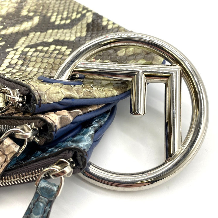 FENDI フェンディ 8BS001 トリプレット パイソン クラッチバッグ ポーチ パイソン ブラウン ブルー