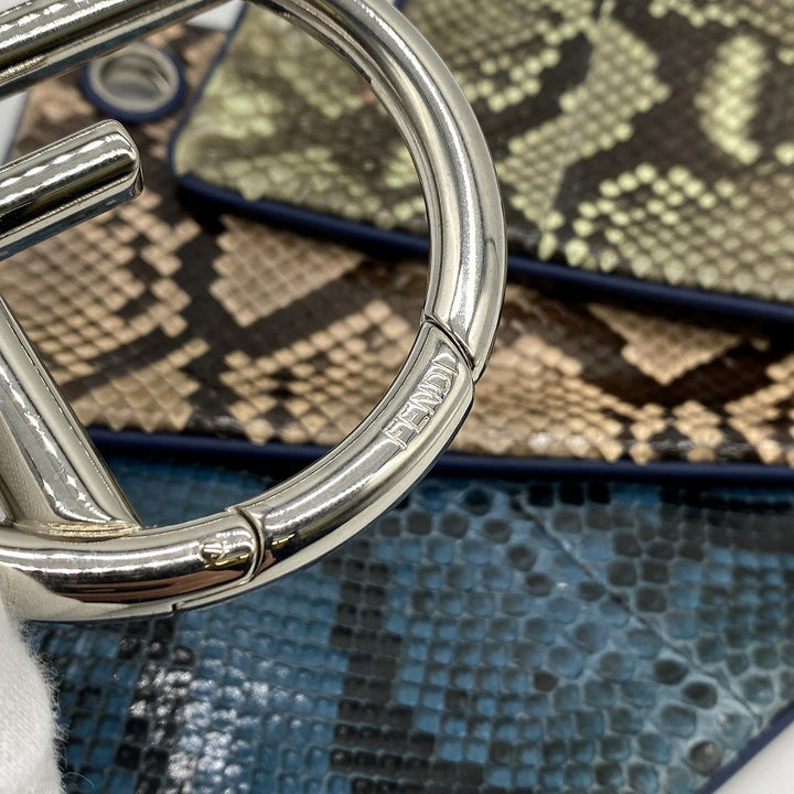 FENDI フェンディ 8BS001 トリプレット パイソン クラッチバッグ ポーチ パイソン ブラウン ブルー