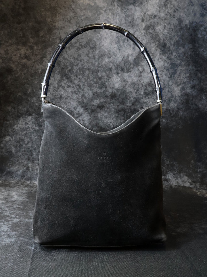 GUCCI グッチ 001 3244 バンブー ショルダーバッグ スエード ブラック スウェード ヴィンテージ ブランド