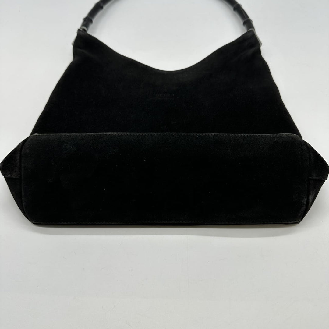 GUCCI グッチ 001 3244 バンブー ショルダーバッグ スエード ブラック スウェード ヴィンテージ ブランド