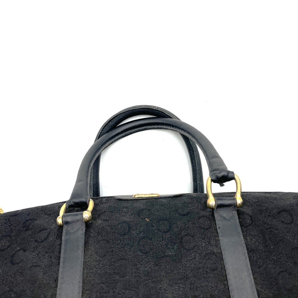 CELINE セリーヌ Cマカダム ボストンバッグ ハンドバッグ キャンバス レザー ブラック オールド ヴィンテージ