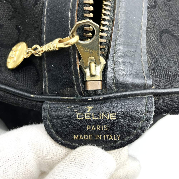CELINE セリーヌ Cマカダム ボストンバッグ ハンドバッグ キャンバス レザー ブラック オールド ヴィンテージ
