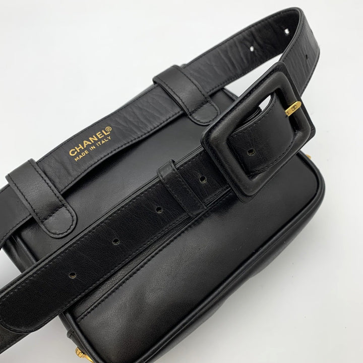CHANEL シャネル ウエストバッグ トリプル ココマーク レザー ブラック