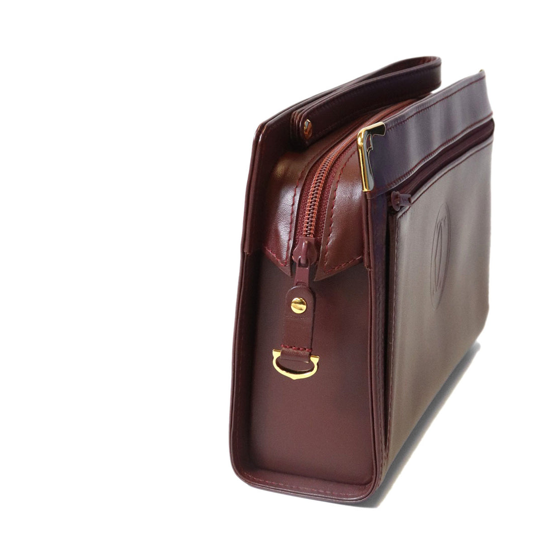 美品 CARTIER カルティエ クラッチバッグ マストライン レザー ボルドー レッド レディース
