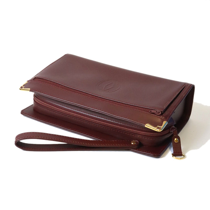 美品 CARTIER カルティエ クラッチバッグ マストライン レザー ボルドー レッド レディース