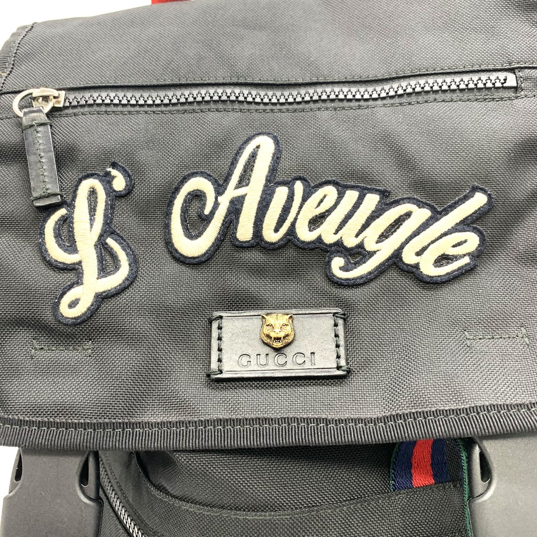GUCCI グッチ 450982 リュック・デイパック 刺繍 バックパック キャットヘッド ワッペン タイガー バタフライ フラワー ナイロン ブラック