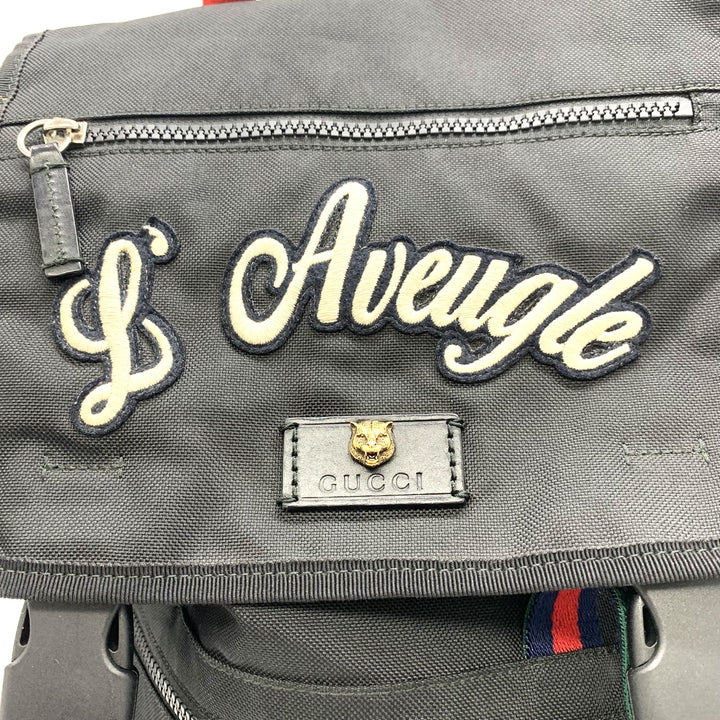 GUCCI グッチ 450982 リュック・デイパック 刺繍 バックパック キャットヘッド ワッペン タイガー バタフライ フラワー ナイロン ブラック