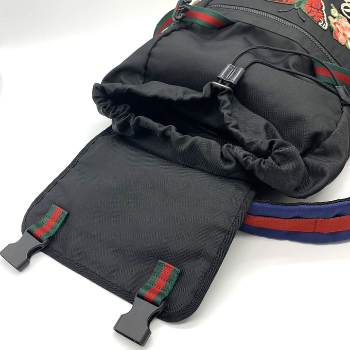 GUCCI グッチ 450982 リュック・デイパック 刺繍 バックパック キャットヘッド ワッペン タイガー バタフライ フラワー ナイロン ブラック