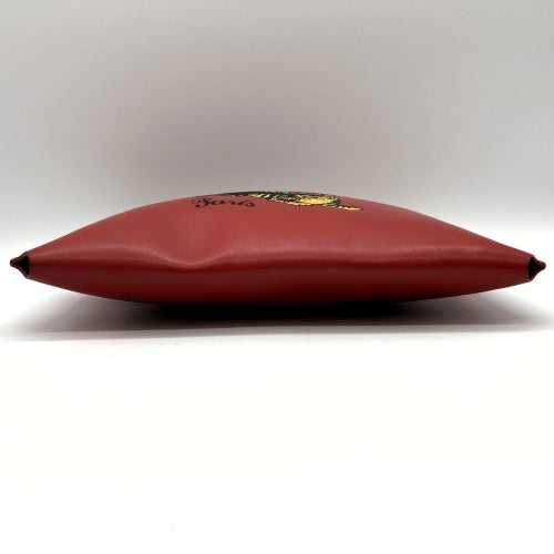 美品 KENZO ケンゾー セカンドバッグ クラッチバッグ ポーチ 虎 タイガー レッド レザー 小物